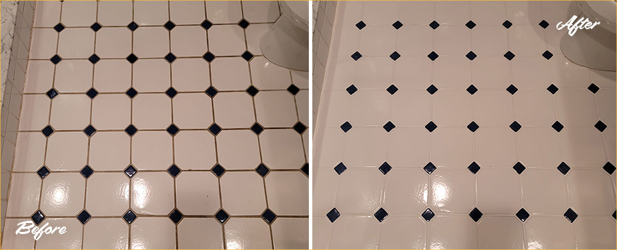 Shower Before and After a Superb Grout Cleaning in Salisbury, NC
