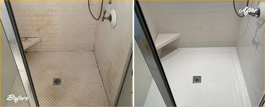 Shower Before and After Our Superb Caulking Services in Winston-Salem, NC